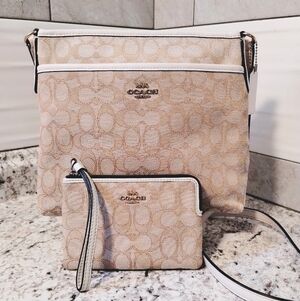 Coach Signature Monogram File Crossbody Bag & Wristlet Set